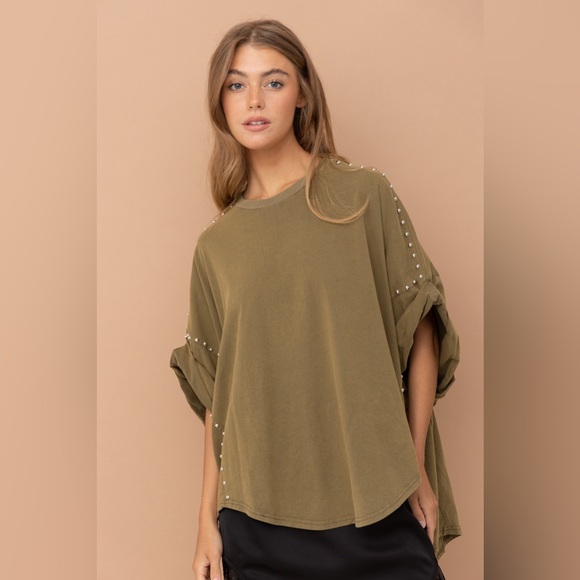 Studded Oversized High Low T Shirt - Picture 5 of 5